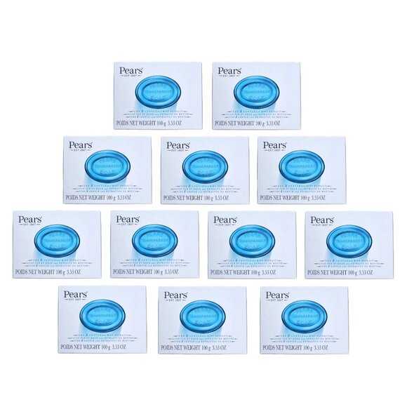 12 Pears Glycerin Soap Bars, Pure & Gentle Transparent Blue w/ Mint Extract - Picture 1 of 3
